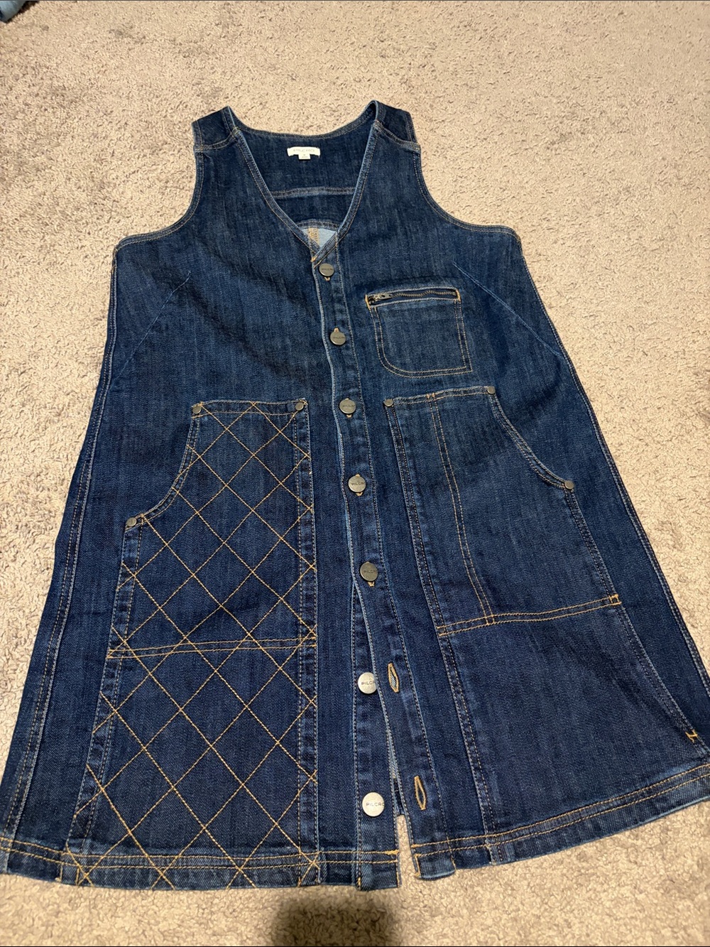 Pilcro Dark Blue Denim Button-Front Mini Dress